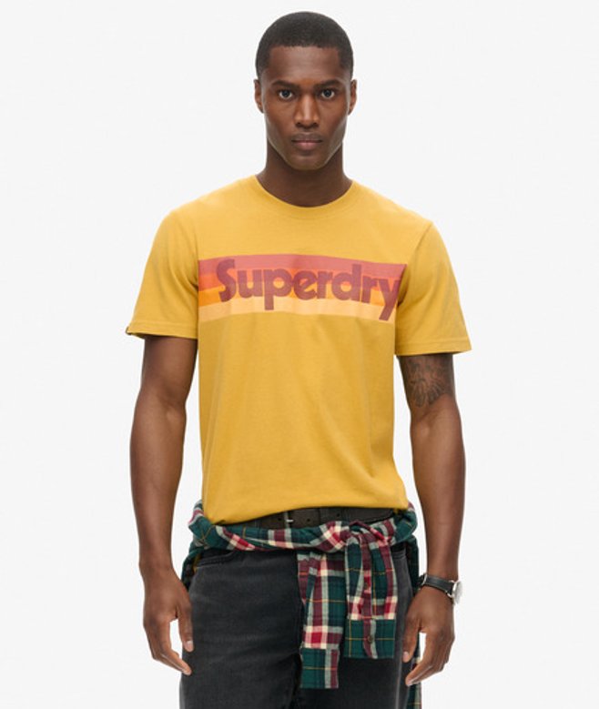 Superdry Herren T-shirt mit Retro-streifen und Logo Gelb - Größe: S von Superdry