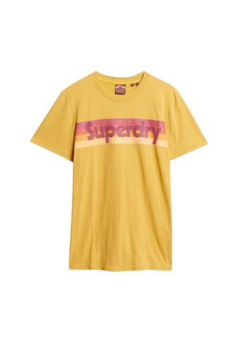 Superdry Herren T-Shirt mit Retro-Streifen und Logo Ölgelb XL von Superdry