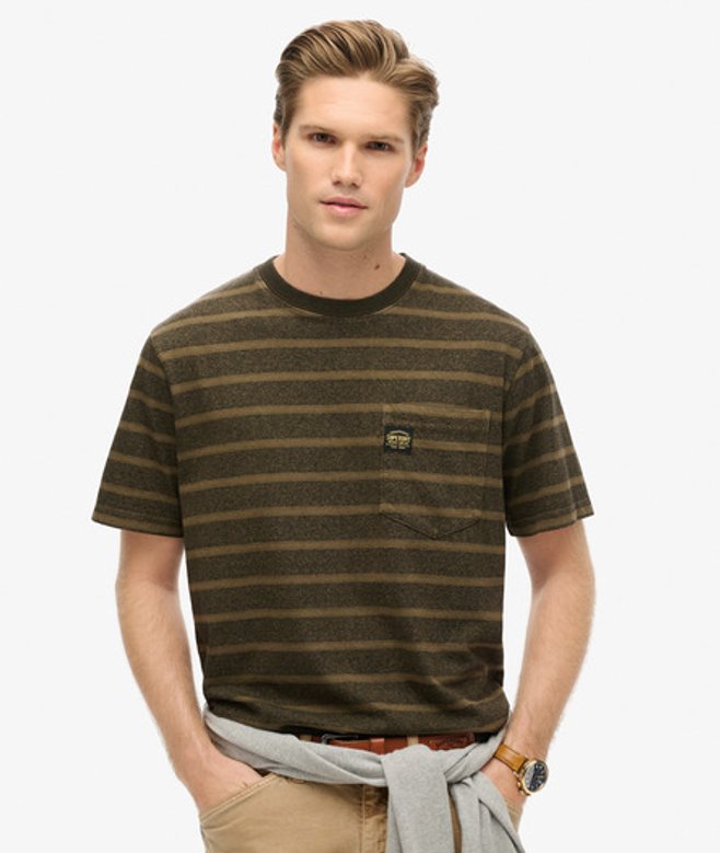 Superdry Herren T-shirt mit Strukturierten Streifen und Tasche Grün - Größe: XL Superdry Herren T-shirt mit Strukturierten Streifen und Tasche Grün - Größe: XL von Superdry
