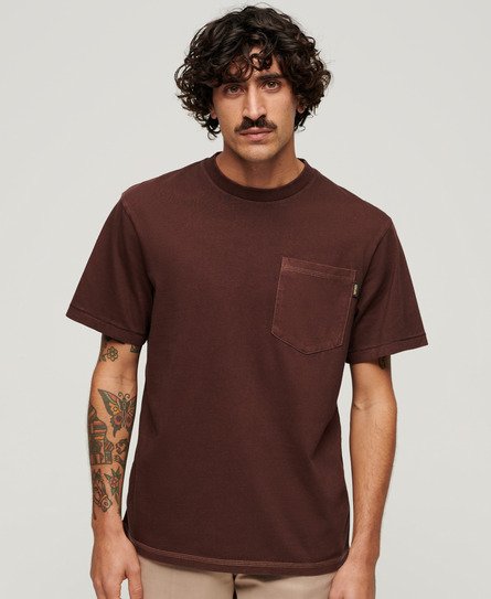 Superdry Herren T-Shirt mit Tasche und Kontrastnähten Braun - Größe: Xxl von Superdry