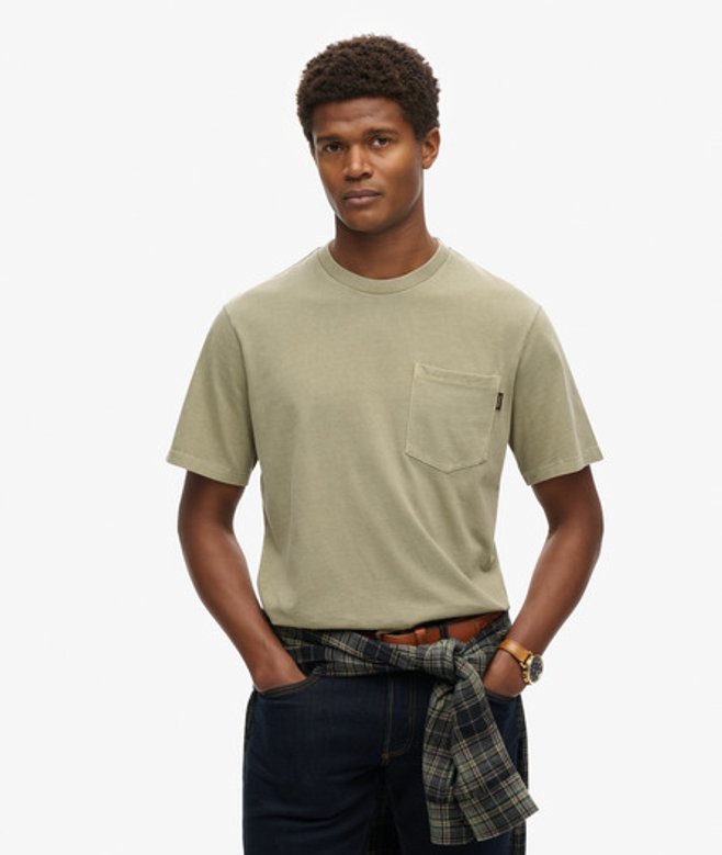 Superdry Herren T-shirt mit Tasche und Kontrastnähten Dunkelgrau - Größe: Xxl von Superdry