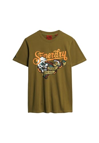 Superdry Herren T-Shirt mit Tattoo-Schriftzug Tannengrün L von Superdry