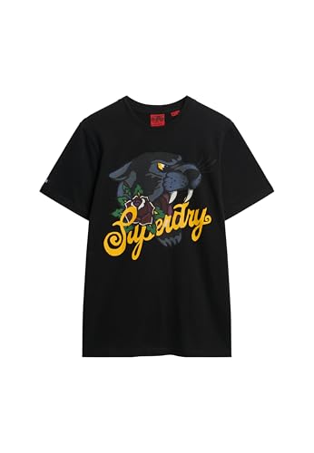 Superdry Herren T-Shirt mit Tattoo-Schriftzug Verwaschenes Schwarz XL von Superdry