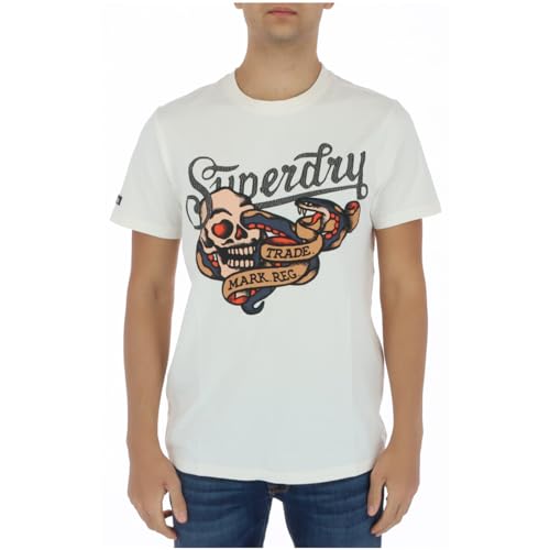 Superdry Herren T-Shirt mit Tattoo-Schriftzug und Grafik Wollweiß XXXL von Superdry