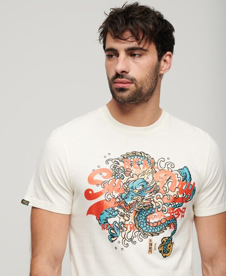 Superdry Herren T-Shirt mit Tokyo-Grafik Weiß - Größe: XL von Superdry