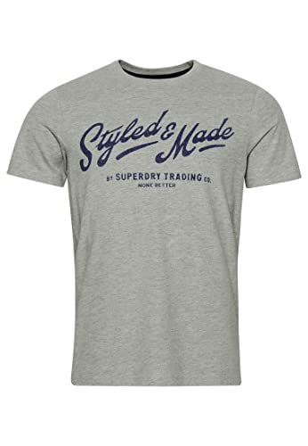 Superdry Herren T-Shirt mit Vintage-Schriftzug Grau Meliert M von Superdry