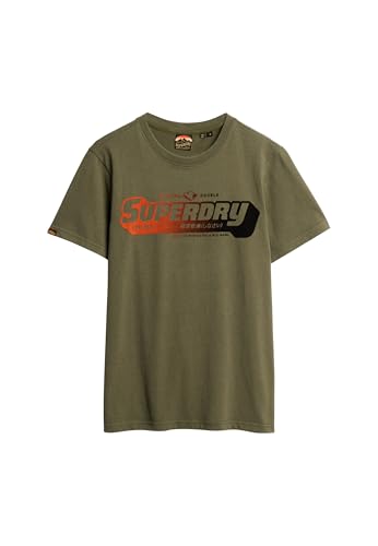 Superdry Herren T-Shirt mit beflockter, verblasster Grafik Kakigrün Meliert M von Superdry