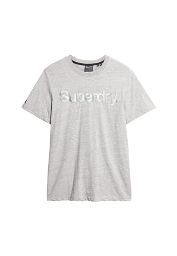 Superdry Herren T-Shirt mit farblich abgestimmter Logostickerei Sportlich Grau Meliert L von Superdry