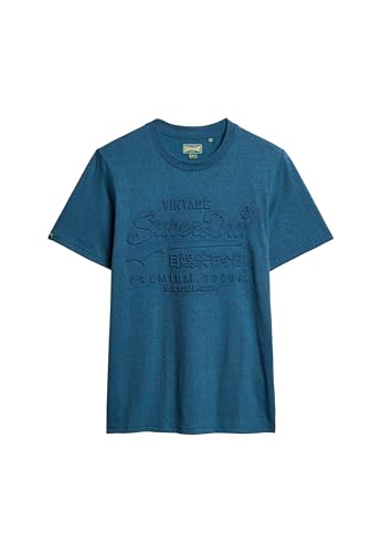 Superdry Herren T-Shirt mit geprägter Grafik Kohlrabenschwarz Petrolblau Gesprenkelt XXL von Superdry