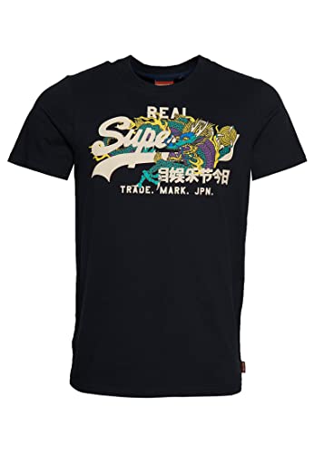 Superdry Herren T-Shirt mit japanischem Grafik-Logo Finster Marineblau L von Superdry