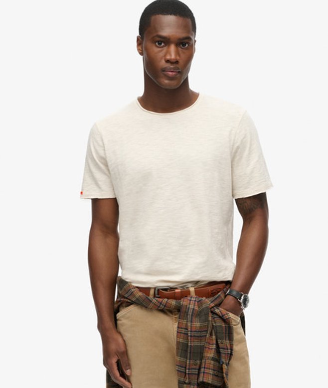 Superdry Herren T-shirt aus Flammgarn mit Unversäuberten Kanten Creme - Größe: L von Superdry