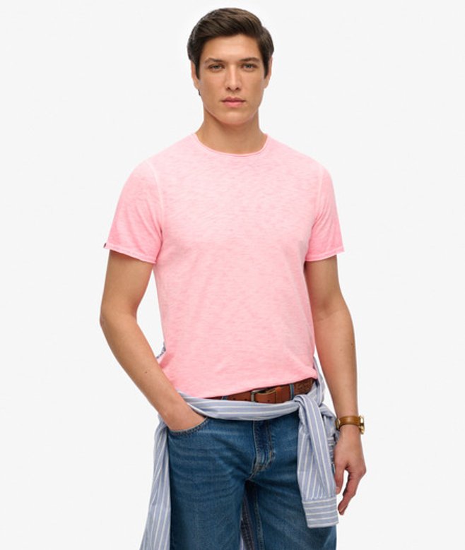 Superdry Herren T-shirt aus Flammgarn mit Unversäuberten Kanten Pink - Größe: S von Superdry