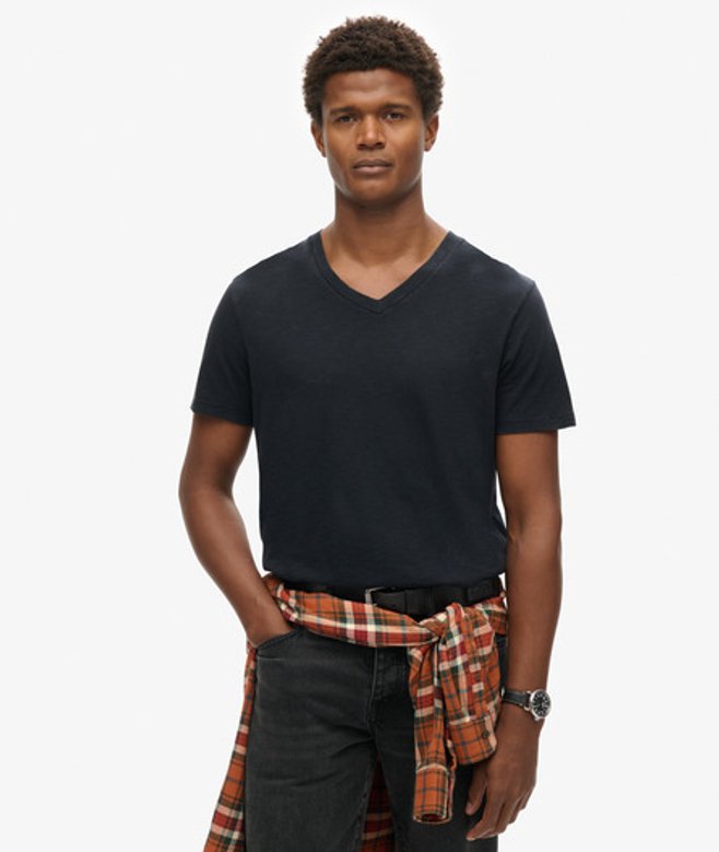 Superdry Herren T-shirt aus Flammgarn mit V-ausschnitt Marineblau - Größe: XL von Superdry