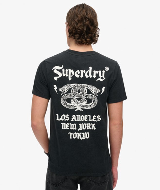 Superdry Herren T-shirt mit Rocker-grafik im Retro-look Schwarz - Größe: L von Superdry