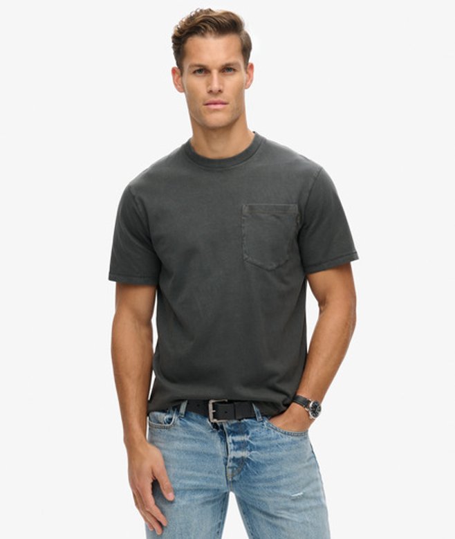Superdry Herren T-shirt mit Tasche und Kontrastnähten Schwarz - Größe: XL von Superdry