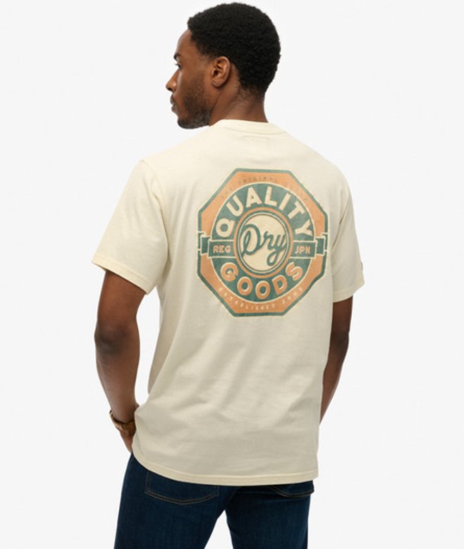Superdry Herren Tap Room OverGrößed-t-shirt Cream - Größe: S von Superdry