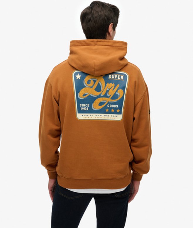 Superdry Herren Tap Room Übergrößes Hoodie Brown - Größe: M von Superdry