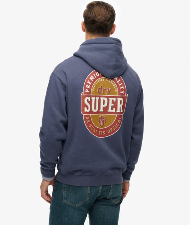 Superdry Herren Tap Room Übergrößes Hoodie Navy - Größe: Xxl von Superdry