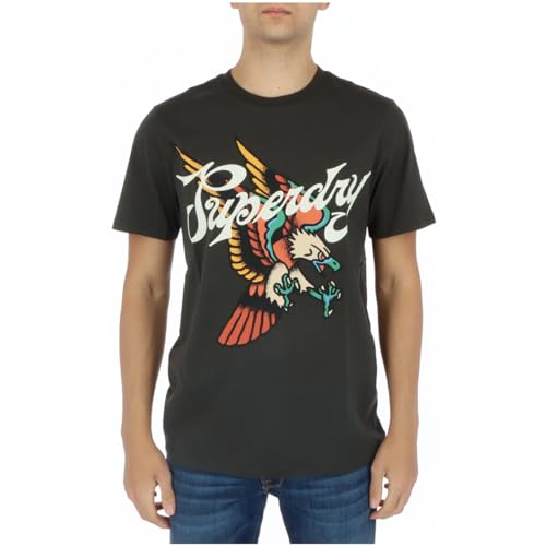 Superdry Herren Tattoo Script Graphic T-Shirt, dunkelgrau grün, M von Superdry