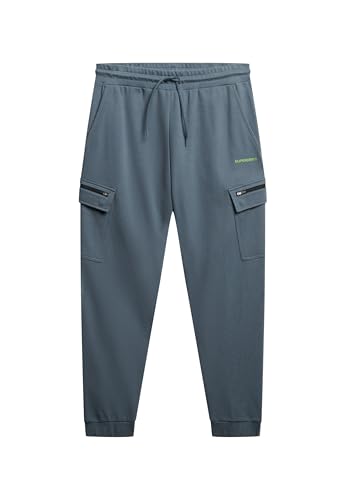 Superdry Herren Tech Cargo Jogginghose mit Logo Sturmwetter Blau XL von Superdry