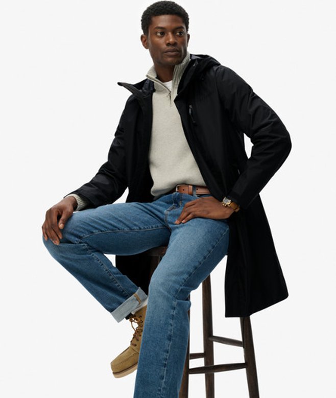 Superdry Herren Tech Parka mit Schwalbenschwanzsaum und Kapuze Black - Größe: Xxl von Superdry