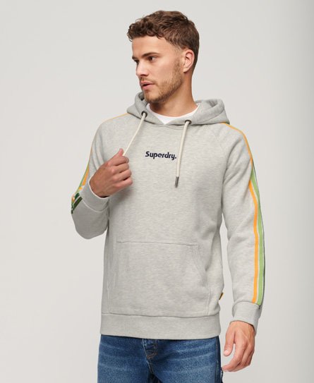 Superdry Men's Herren Hellgrau Terrain Logo Hoodie mit Streifen an den Ärmeln, Größe: S - Größe: S von Superdry