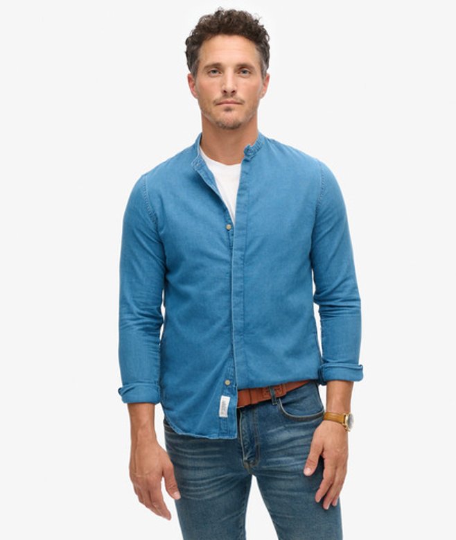 Superdry Herren The Merchant Store - Grandad-hemd in Indigoblau Blau - Größe: XL Superdry Herren The Merchant Store - Grandad-hemd in Indigoblau Blau - Größe: XL von Superdry