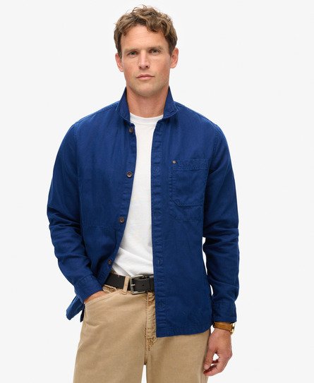 Superdry Herren The Merchant Store - Hemdjacke aus Leinenmischgewebe Marineblau - Größe: L von Superdry