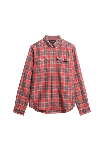 Superdry Herren The Merchant Store – Karohemd aus Leinen Rot Kariert M von Superdry