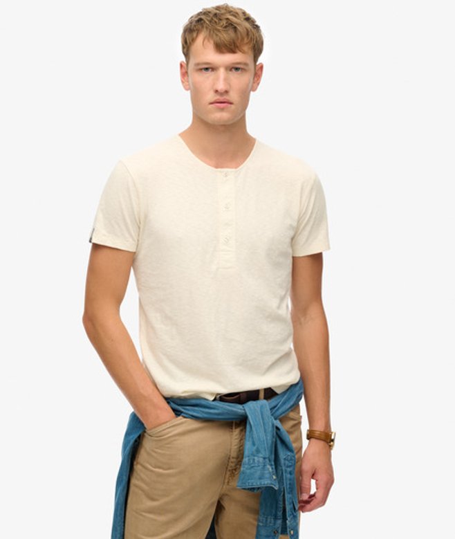 Superdry Herren The Merchant Store - Kurzärmeliges Grandad-oberteil Weiß - Größe: L von Superdry