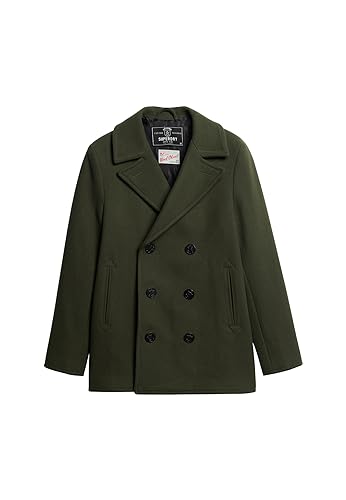 Superdry Herren The Merchant Store – Peacoat aus Wolle Dunkles Moosgrün XL von Superdry