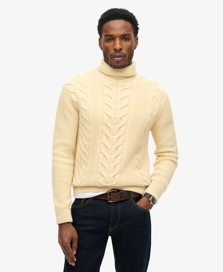 Superdry Herren The Merchant Store - Rollkragenpullover mit Zopfmuster Weiß - Größe: Xxl von Superdry
