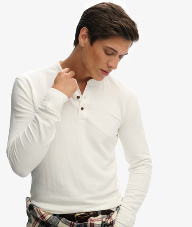 Superdry Herren The Merchant Store - Stehkragen-shirt Cream - Größe: M von Superdry