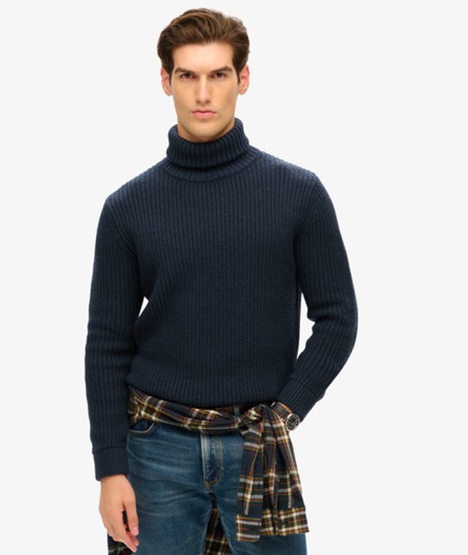 Superdry Herren The Merchant Store - Strukturierter Rollkragenpullover Marineblau - Größe: L von Superdry