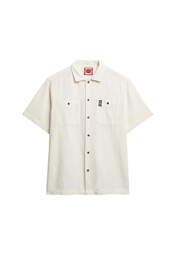 Superdry Herren The Merchant Store – Strukturiertes Kurzarmhemd Wollweiß XXXL von Superdry