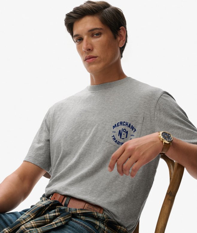 Superdry Herren The Merchant Store - T-shirt mit Grafik Grey - Größe: S von Superdry