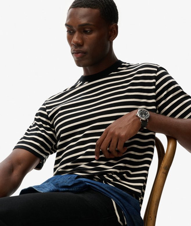 Superdry Herren The Merchant Store - T-shirt mit Streifen Light Grey - Größe: S von Superdry