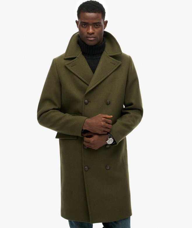 Superdry Herren The Merchant Store - Wollmischung Mantel Green - Größe: M Superdry Herren The Merchant Store - Wollmischung Mantel Green - Größe: M von Superdry