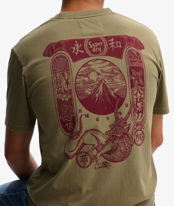 Superdry Herren Tokyo Narrative Loose T-shirt Khaki - Größe: L von Superdry