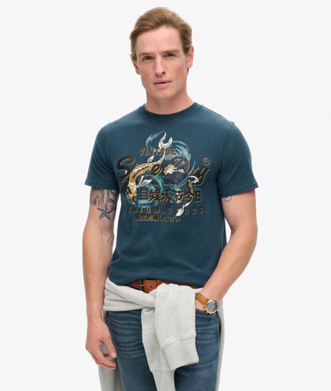 Superdry Herren Tokyo T-shirt mit Grafik Blau - Größe: M Superdry Herren Tokyo T-shirt mit Grafik Blau - Größe: M von Superdry