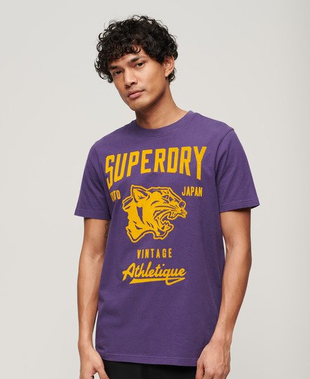 Superdry Herren Track & Field Athletic T-Shirt mit Grafik Lila - Größe: S von Superdry