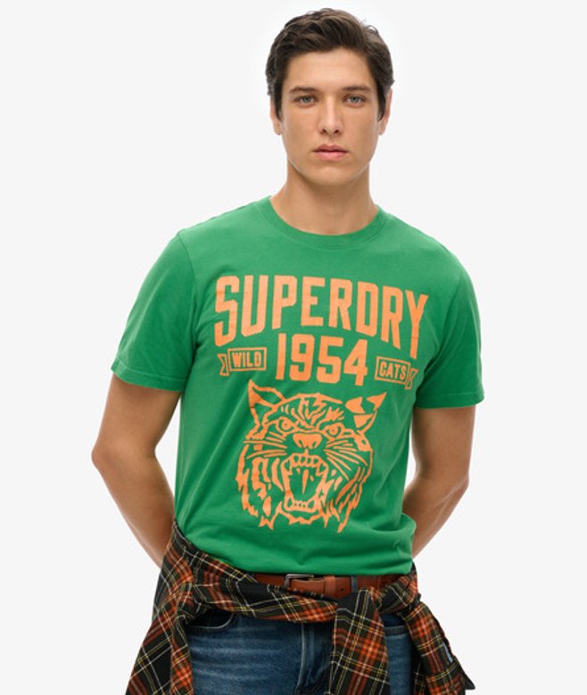 Superdry Herren Track & Field Athletic T-shirt mit Grafik Grün - Größe: L von Superdry