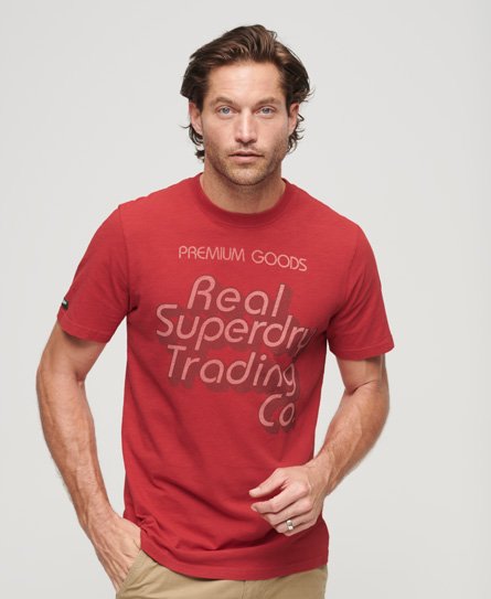 Superdry Herren Trade T-Shirt mit Schriftzug und Grafik Rot - Größe: S von Superdry
