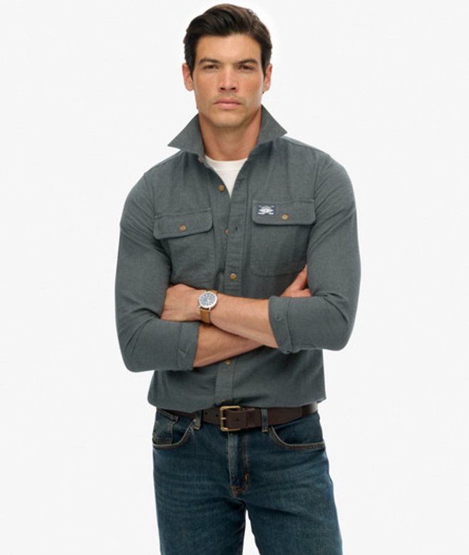 Superdry Herren Trailsman Overshirt in Lockerer Passform Green - Größe: L von Superdry