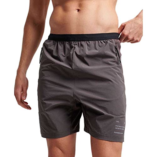 Superdry Herren Train HYBRID Short Kapuzenpullover, Grau (Shale Dark Grey), S von Superdry