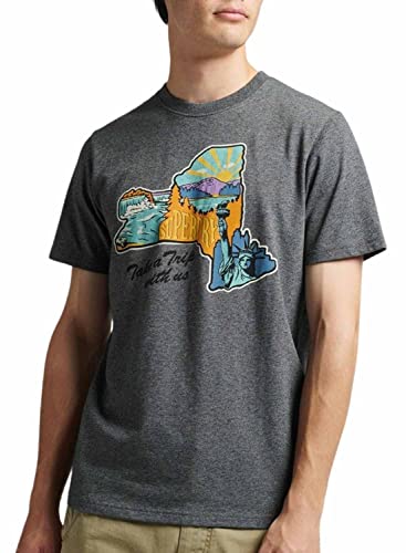 Superdry Herren Travel Postcard T-Shirt mit Grafik Sportlich Grau Meliert M von Superdry