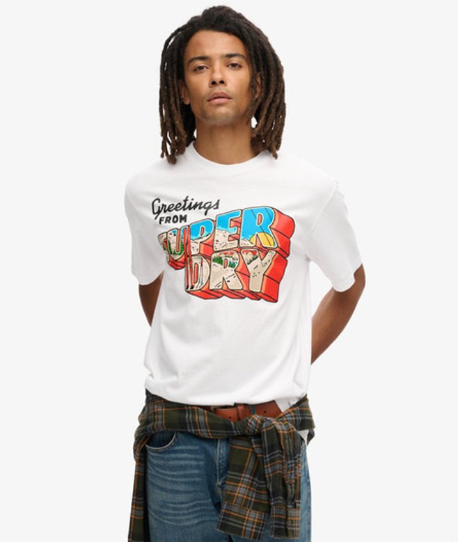 Superdry Herren Travel Postcard T-shirt mit Grafikprint Weiß - Größe: M von Superdry