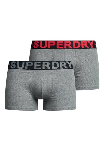 Superdry Herren Trunk Double Pack Boxershorts, Noos Grey Marl, von Superdry