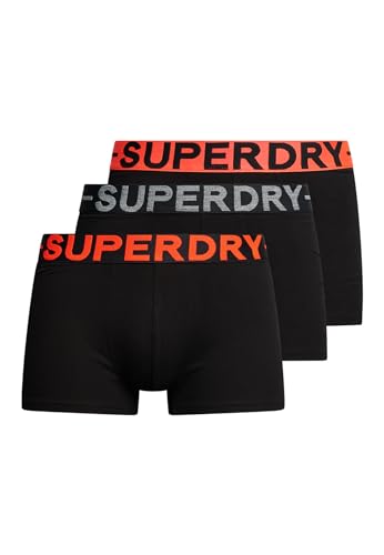 Superdry Herren Trunk Triple Pack Boxershorts, Black/Orange, von Superdry