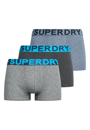 Superdry Herren Trunk Triple Pack Boxershorts, Rvn Blck MRL/Krst Mega GRT/Frstd NVY GRT, von Superdry